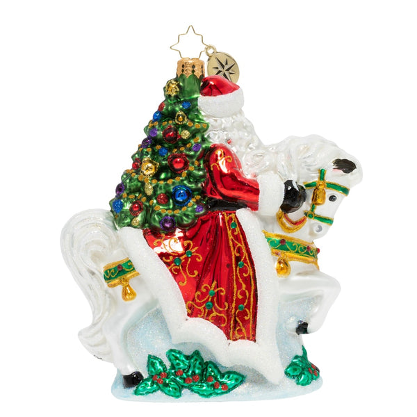 Christopher Radko Galloping into Christmas Horse & Santa Ornament