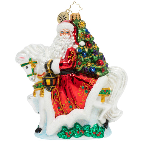 Christopher Radko Galloping into Christmas Horse & Santa Ornament
