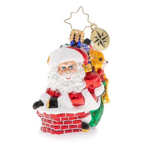 Christopher Radko Sneaking Down the Chimney Little Gem Santa Ornament