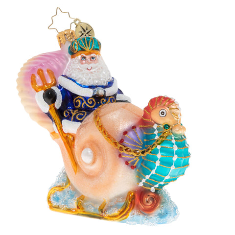 Christopher Radko A Seahorse Drawn Carriage King Neptune Ornament