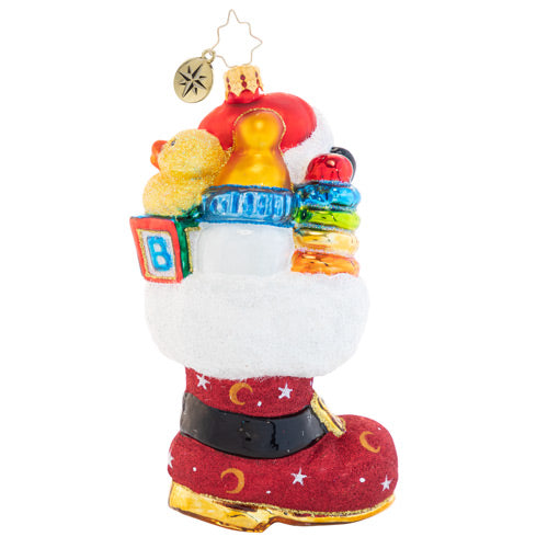 Christopher Radko Baby's Got The Boot Of Loot Santa Ornament