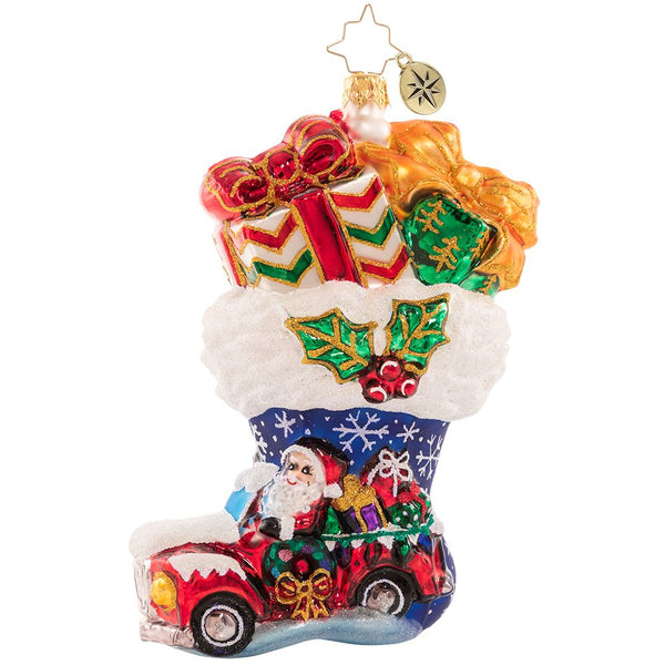 Christopher Radko Santa's Jam-Packed Ride Stocking Ornament