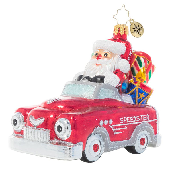Christopher Radko Holiday Hot Rod Santa's Classic Car Ornament