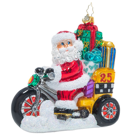 Christopher Radko Pedal Pusher Santa Motorcycle Ornament