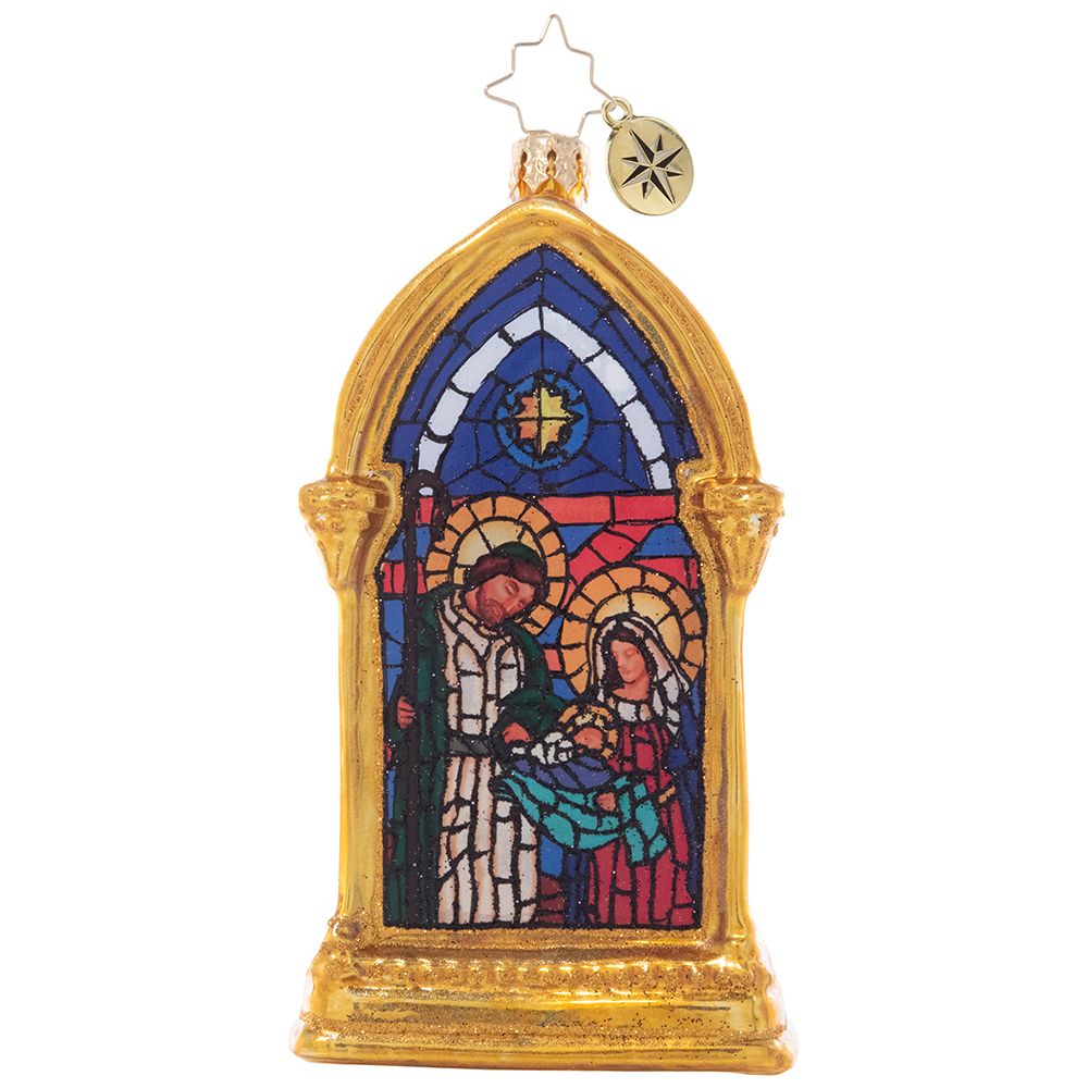 Christopher Radko Silent Night Nativity Stained Glass Ornament