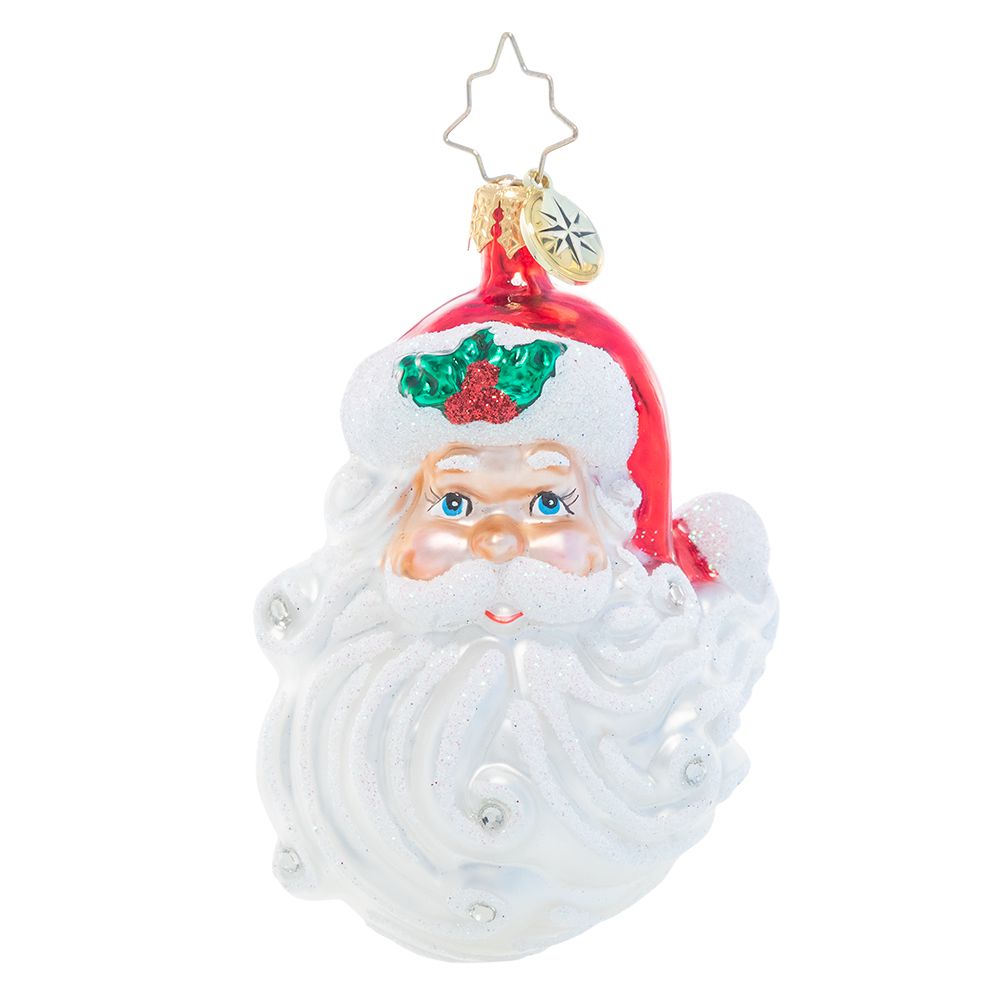 Christopher Radko Jolly With A Dash Of Holly Little Gem Santa Ornament