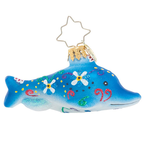 Christopher Radko Dolphin Swimming Through Florals Little Gem Ornament