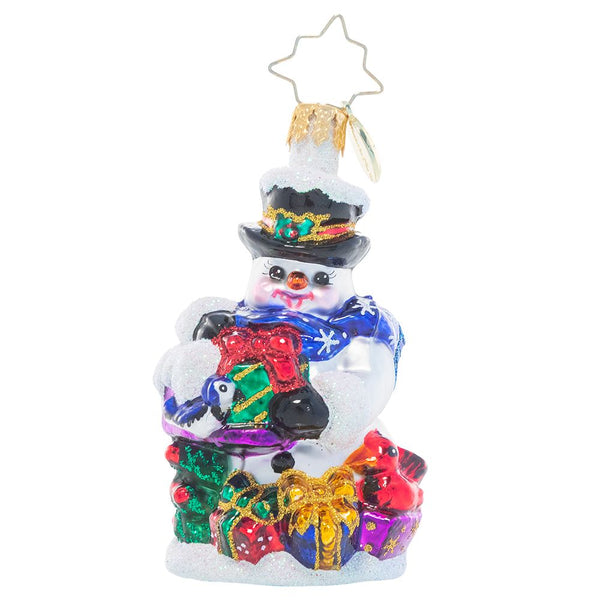 Christopher Radko A Little Bird Told Me Little Gem Snowman Ornament