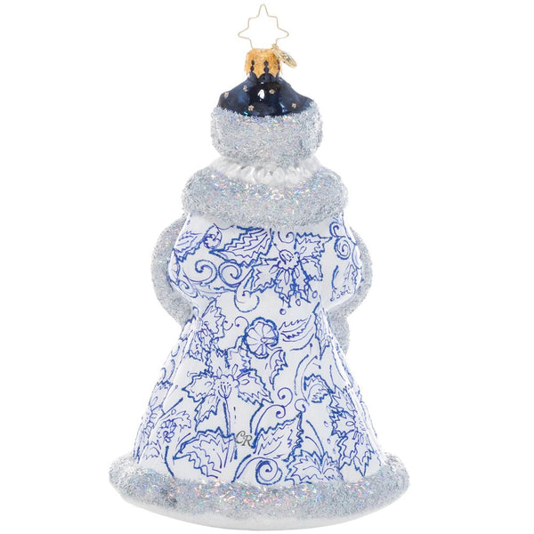 Christopher Radko Cheerful Chinoiserie Santa Blue 7" Large Ornament