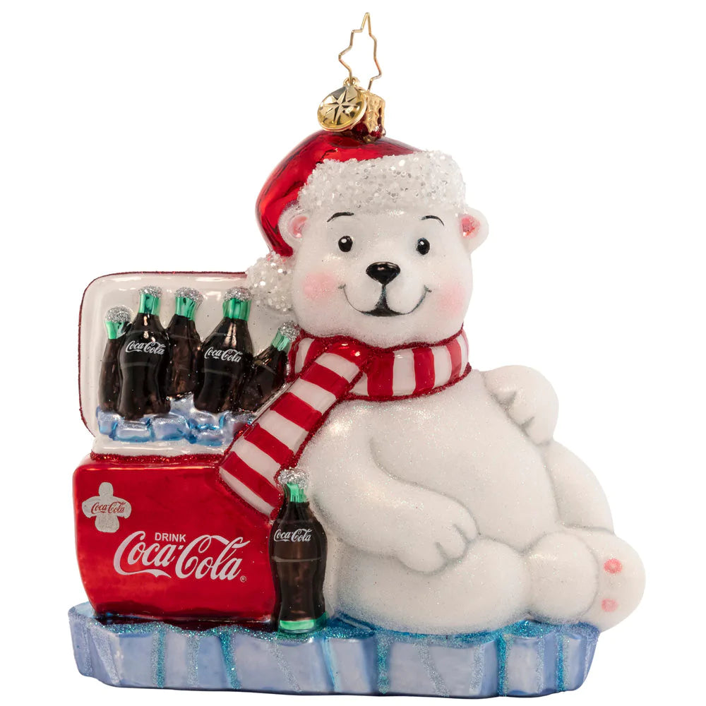 Christopher Radko A Coke On Ice Polar Bear Ornament Coca Cola