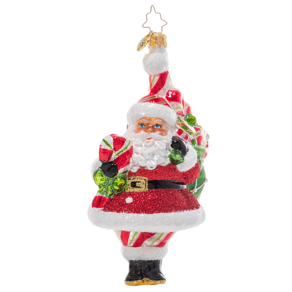 Christopher Radko Peppy Mint Santa Candy Striped Ornament
