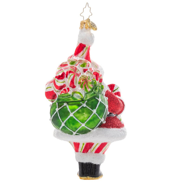 Christopher Radko Peppy Mint Santa Candy Striped Ornament