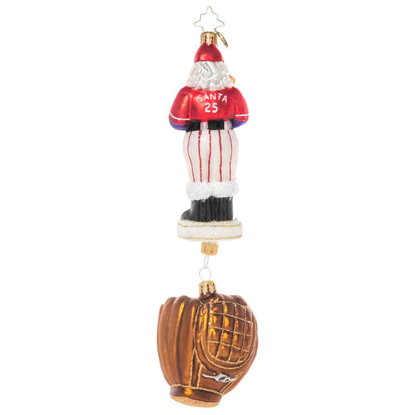 Christopher Radko Baseball Slugger Santa Ornament