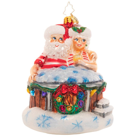 Christopher Radko Holiday Hot Tub Santa & Mrs Claus Ornament