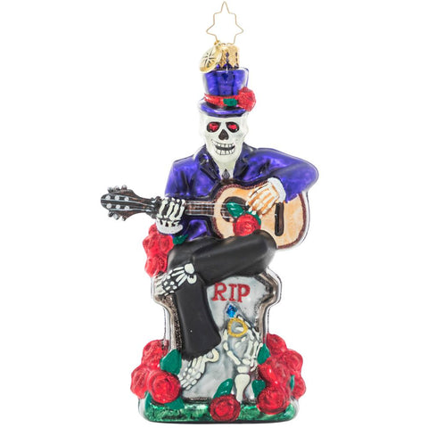 Christopher Radko Halloween Love Everlasting Skeleton & Guitar Ornament