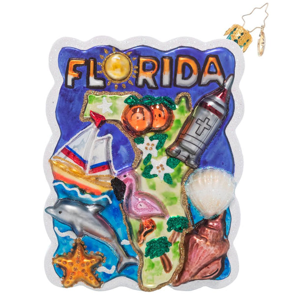 Christopher Radko Greetings from Florida Postcard Ornament