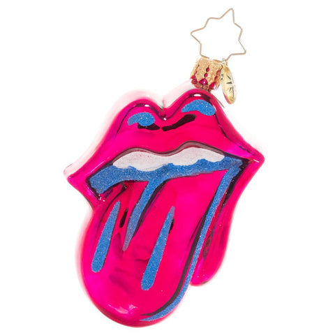 Christopher Radko Rolling Stones Licks Gem Psychedelic Ornament Pink