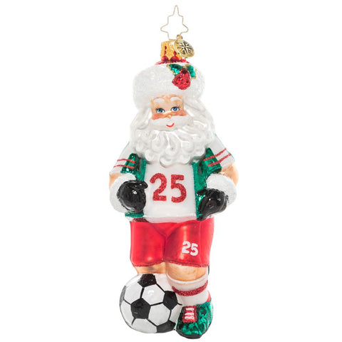 Christopher Radko Kick It Like Kringle Soccer Santa Ornament
