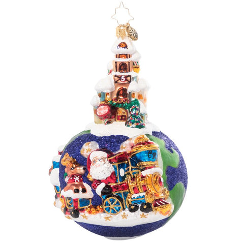 Christopher Radko Worldwide Train Ride Santa Globe Ornament