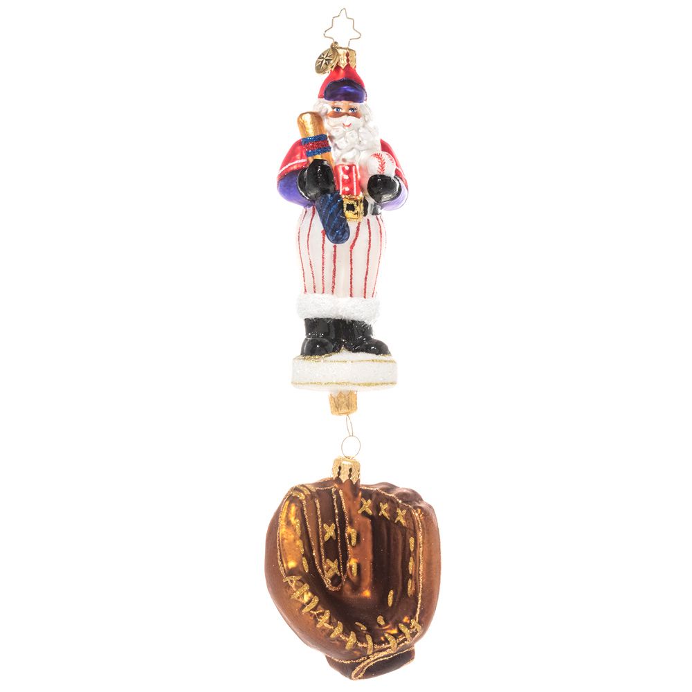 Christopher Radko Baseball Slugger Santa Ornament