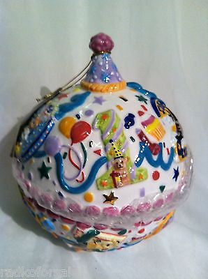 Christopher Radko Happy BIRTHDAY BLAST CANDLE & or CANDY DISH Ceramic New