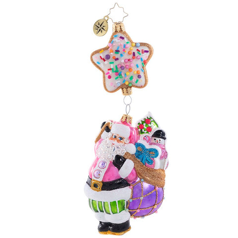 Christopher Radko Sugar High In The Sky Santa & Cookie Ornament