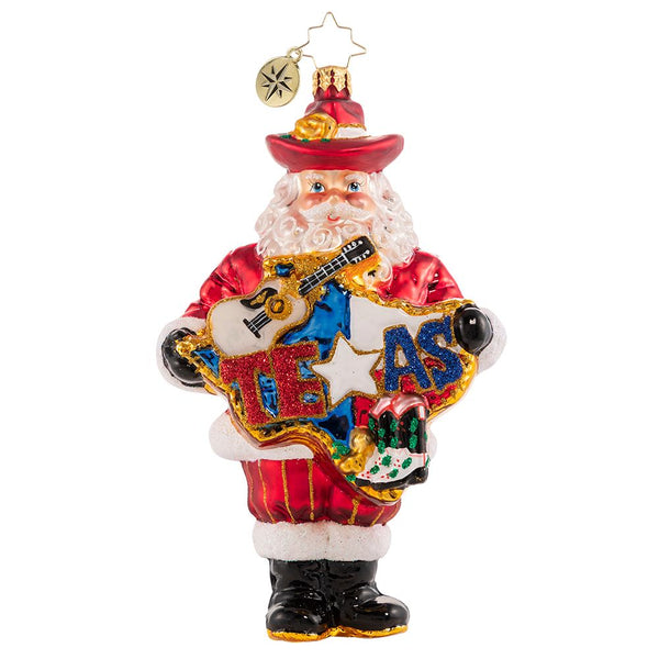 Christopher Radko His Heart Belongs To Texas Santa Ornament