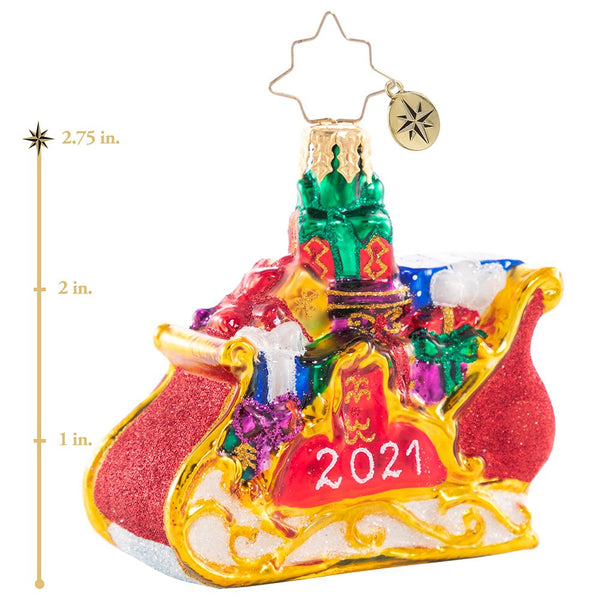 Christopher Radko 2021 Dated Precious Cargo Sleigh Little Gem Ornament