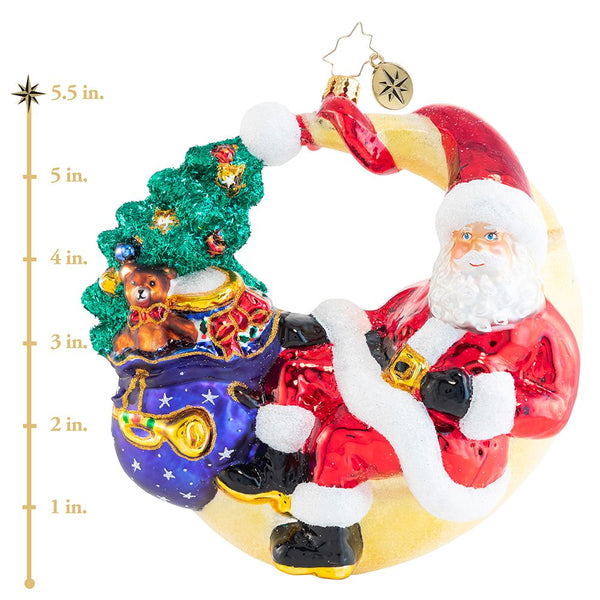 Christopher Radko Over The Moon For Christmas Santa Ornament