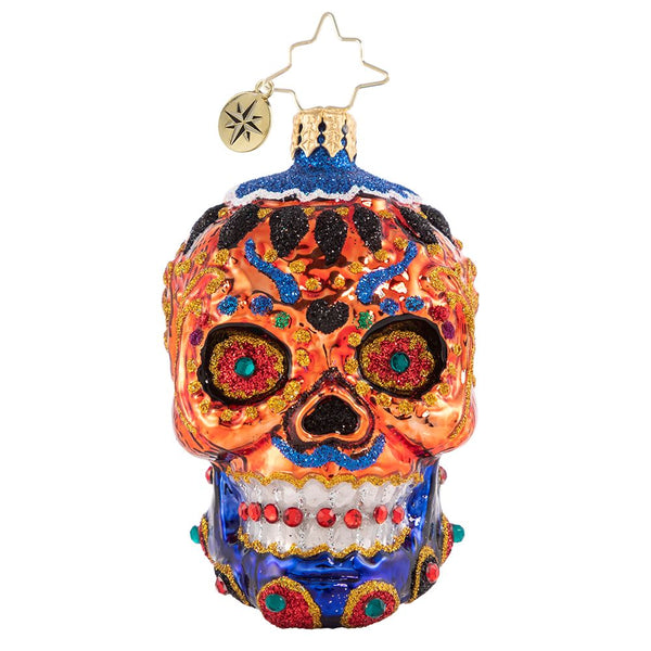 Christopher Radko Colorful Calavera Little Gem Skull Ornament