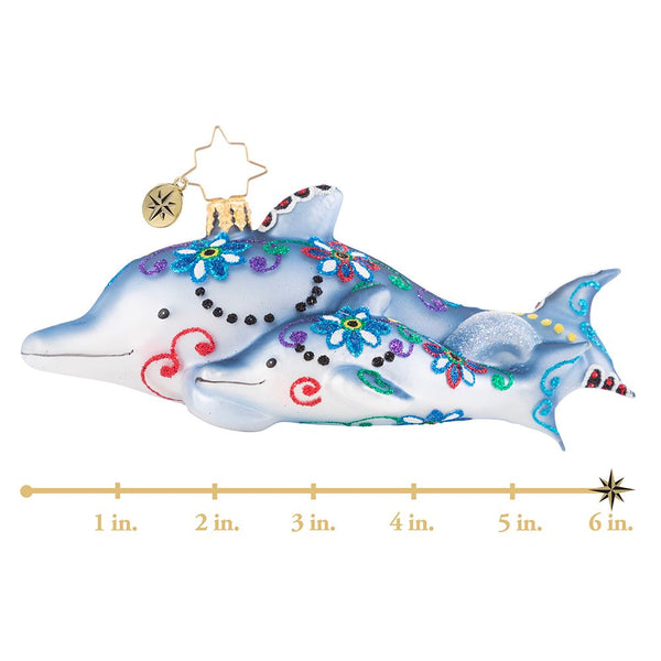 Christopher Radko Swimming Through Florals Dolphin Ornament