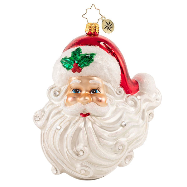 Christopher Radko Jolly With A Dash Of Holly Santa Face Ornament