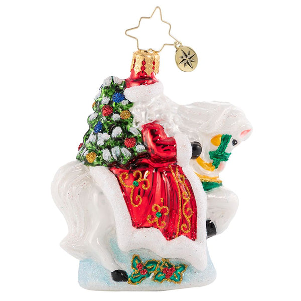 Christopher Radko Galloping into Christmas Little Gem Santa & Horse Ornament