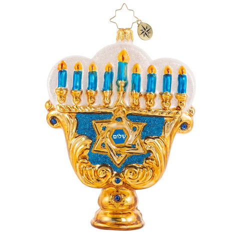 Christopher Radko Hanukkah Eight Nights Of Light Menorah Ornament