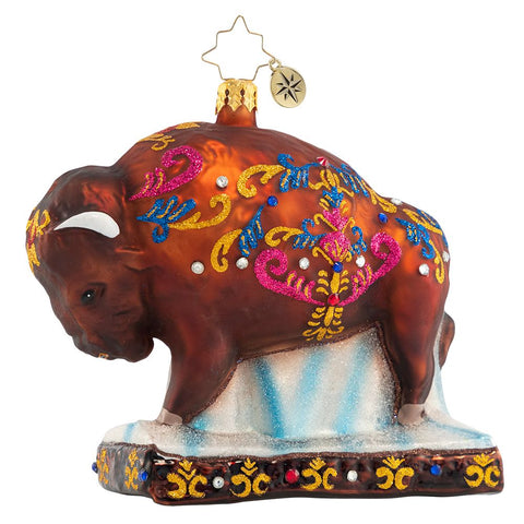 Christopher Radko Most Beauteous Bison Painted Buffalo Ornament