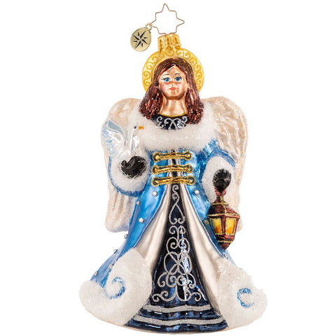 Christopher Radko Peace And Love Blue Angel Ornament