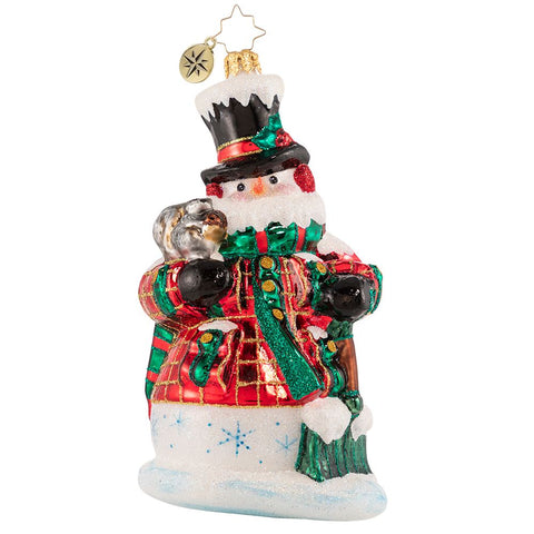 Christopher Radko Fun By The Shovel-Full Plaid Snowman Ornament