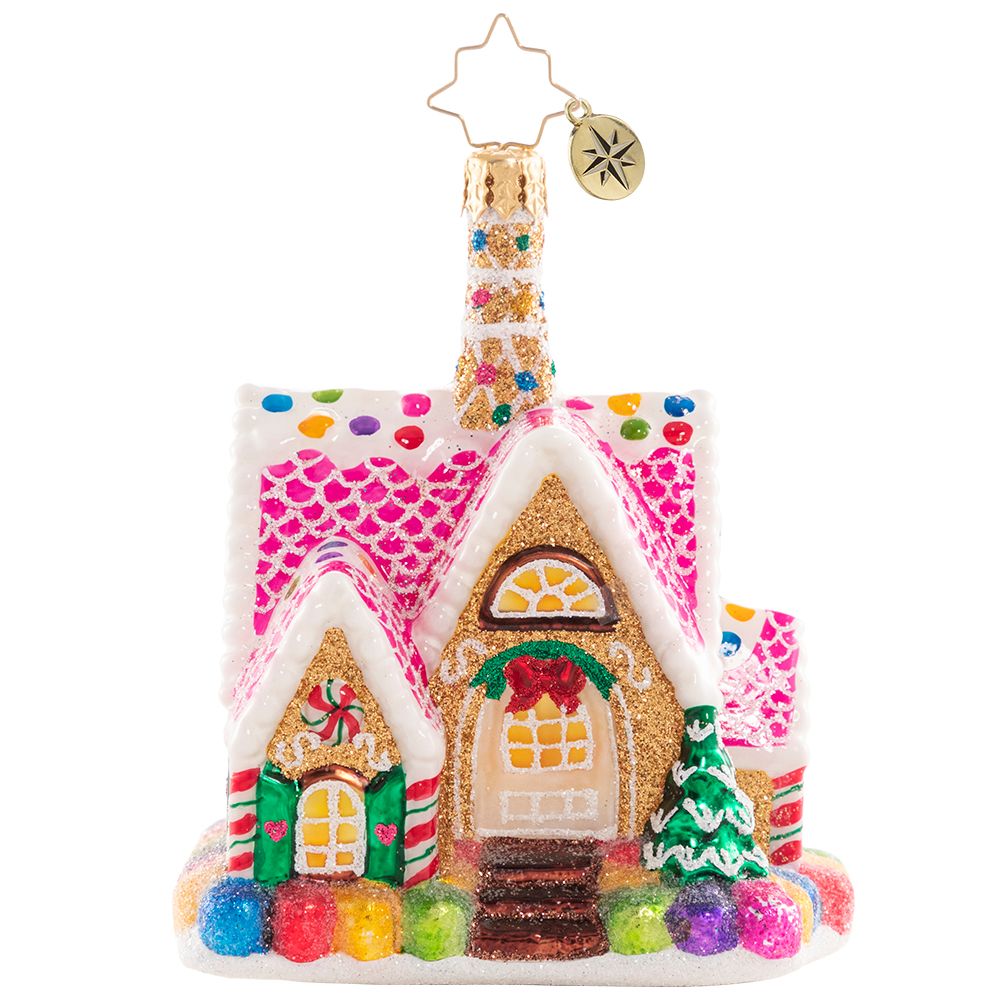 Christopher Radko A Delectable Dwelling Little Gem Pink Candy House Ornament