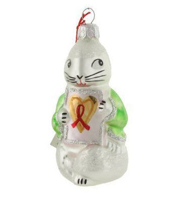 Christopher Radko AIDS 1993 #1 Shy Rabbit's Heart ornament -