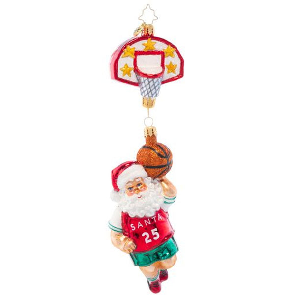 Christopher Radko Baller Santa Basketball Ornament