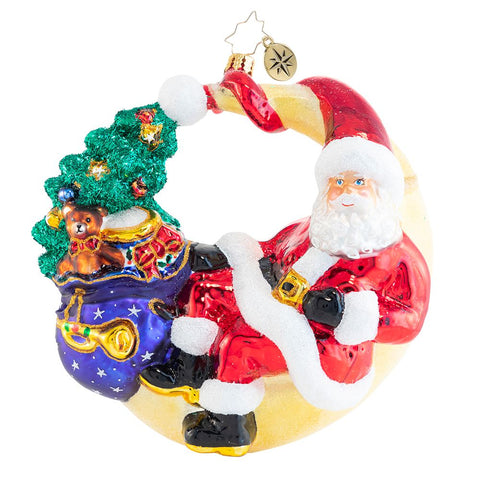 Christopher Radko Over The Moon For Christmas Santa Ornament