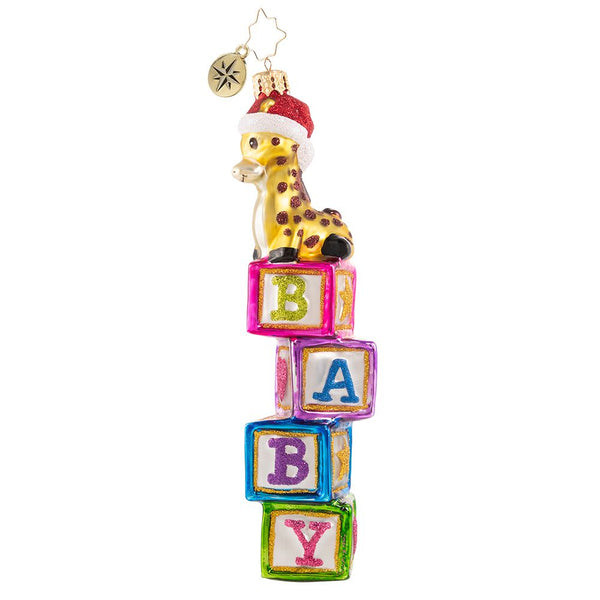 Christopher Radko Block-Balancing Baby Giraffe Ornament