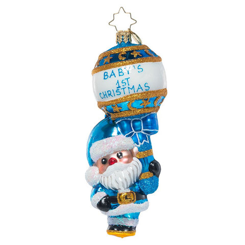 Christopher Radko Baby First Christmas Rattle: Baby Blue Ornament