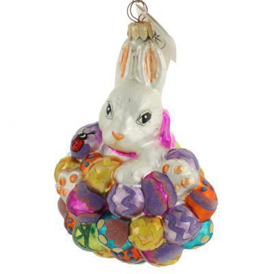 Christopher Radko HOPPY EASTER Bunny Rabbit EGGS Ornament