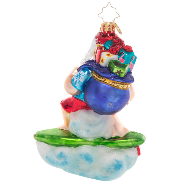 Christopher Radko Surf's Up Santa Surfing Beach Ornament