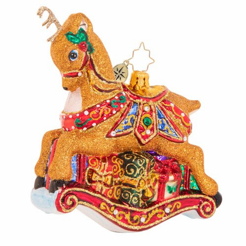 Christopher Radko The Buck Rocks Here Rocking Reindeer Ornament