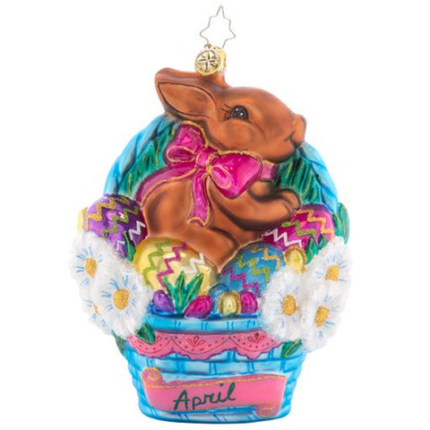 Christopher Radko Happy Hoppy Easter Bunny in Basket Ornament