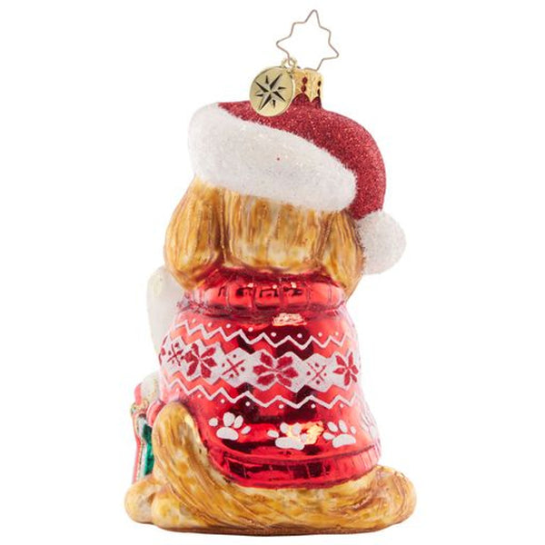 Christopher Radko Festive Furry Friend Dog Ornament