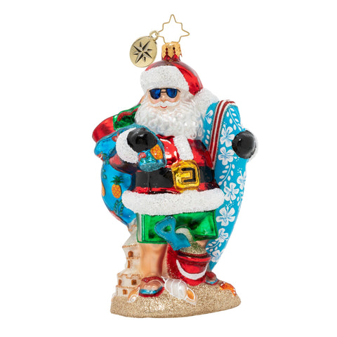 Christopher Radko Shredding The Gnar Surf Santa Beach Ornament