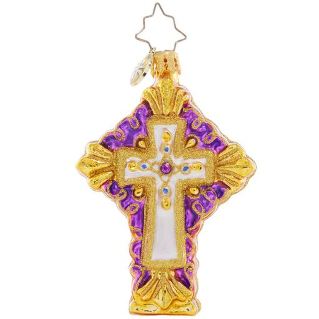 Christopher Radko Golden Grace Cross Little Gem Ornament